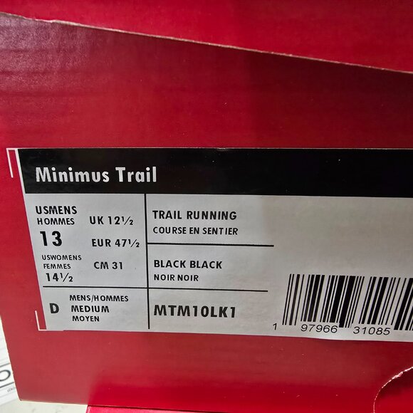 New Balance Mens Minimus Trail Running Sneakers US 13 M Black MTM10LK1 NEW - Picture 9 of 15